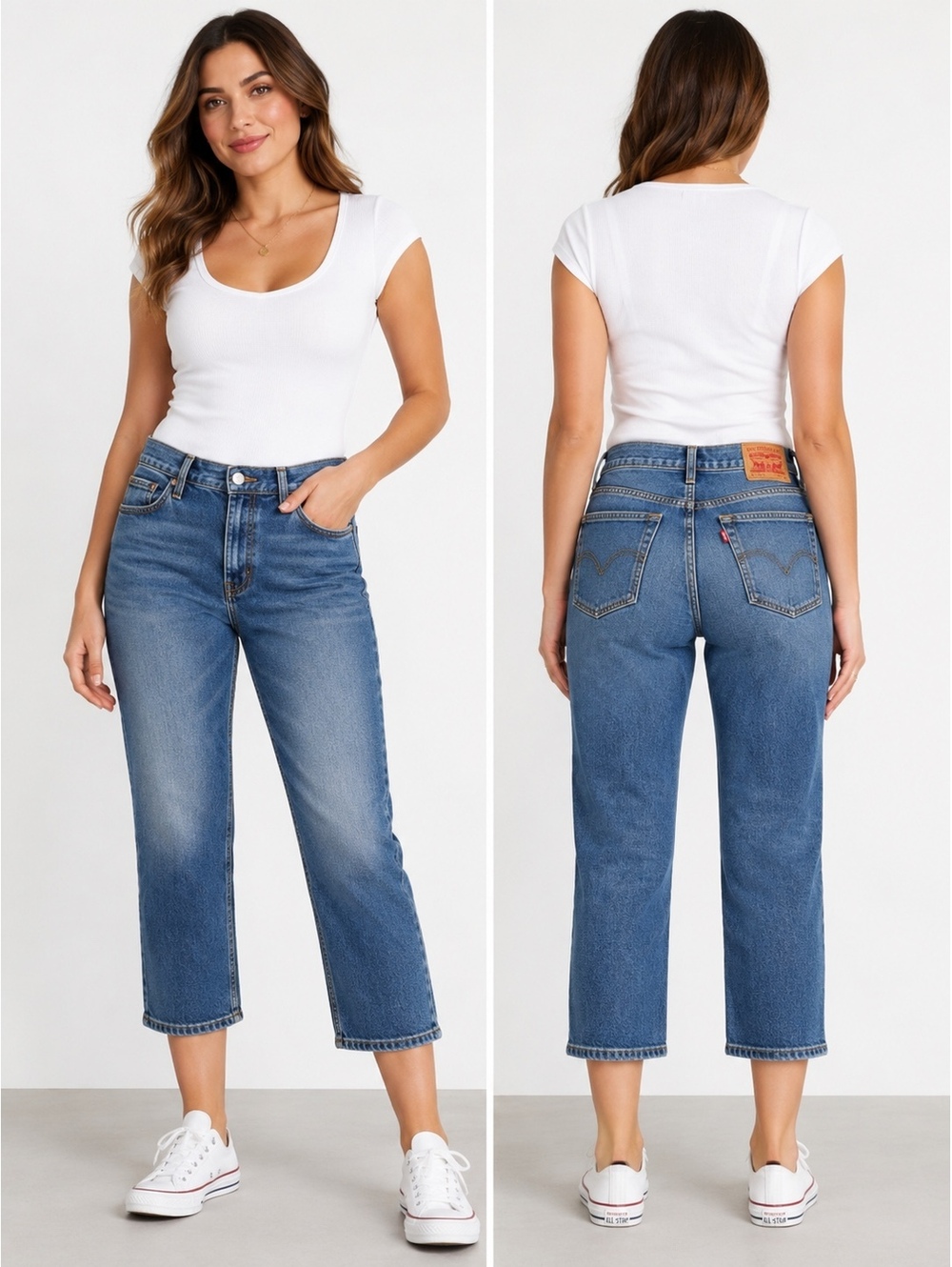 Levi’s Women’s Size 4 W27 Cropped Straight Leg Jeans Blue Denim